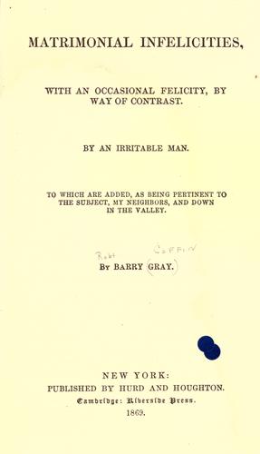 Cover for Matrimonial infelicities