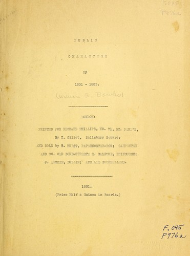 Cover for Public characters, 1801/02
