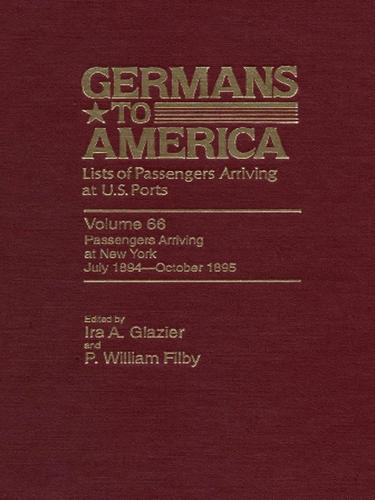 Cover for Germans to America, Volume 66 July 2, 1894 - Oct. 31, 1895