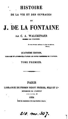 Cover for Histoire de la vie et des ouvrages de J. de La Fontaine