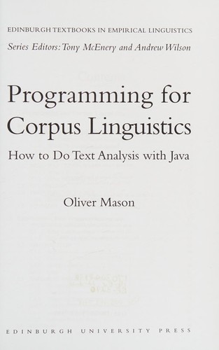 Cover for Programming for corpus linguistics