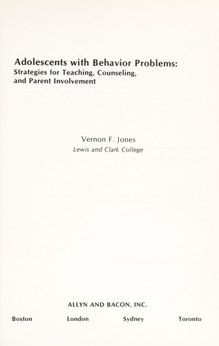 Cover for Adolescents with behavior problems