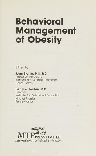 Cover for Behavioral management of obesity