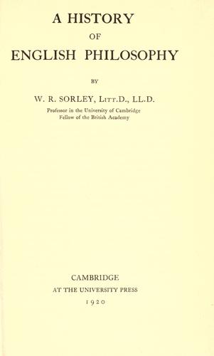 Cover for A history of English philosophy.