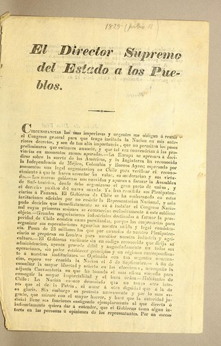 Cover for El Director Supremo del Estado a los pueblos