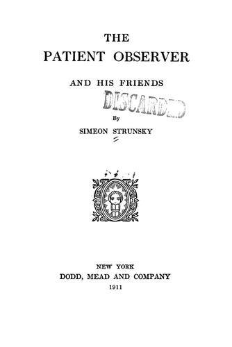 Cover for The patient observer and his friends
