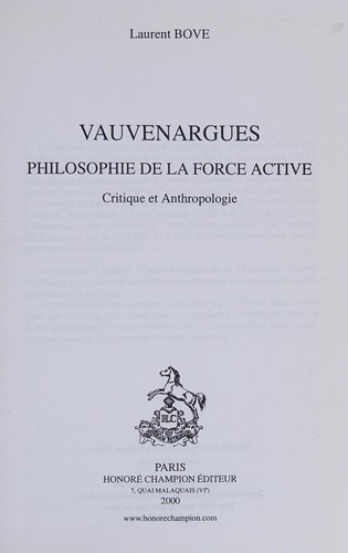 Cover for Vauvenargues