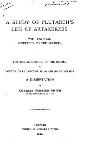 Cover for A study of Plutarch's Life of Artaxerxes