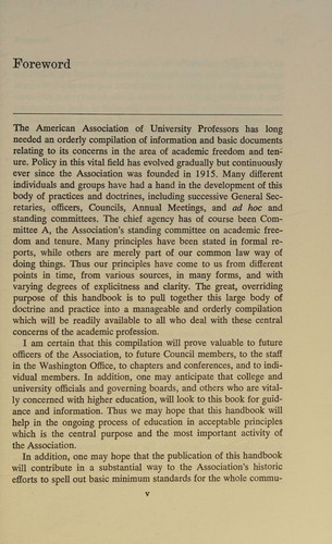 Cover for Academic freedom and tenure;