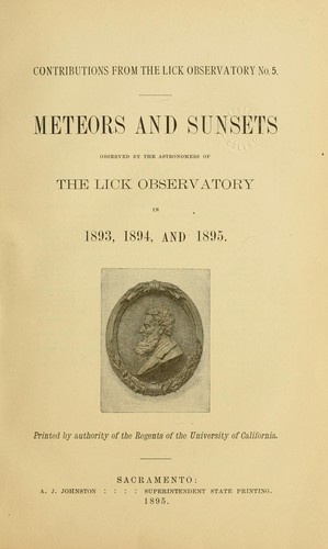 Cover for Contributions from the Lick Observatory