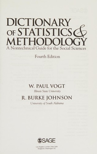 Cover for Dictionary of statistics & methodology