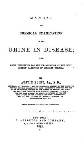 Cover for Manual of chemical examination of the urine in disease