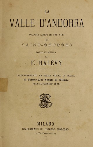 Cover for La valle d'Andorra