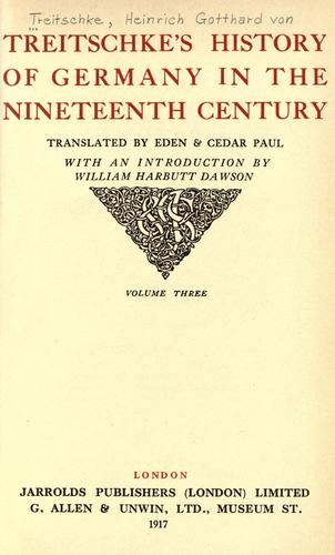 Cover for Treitschke's history of Germany in the nineteenth century