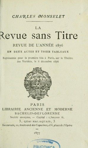 Cover for La revue sans titre