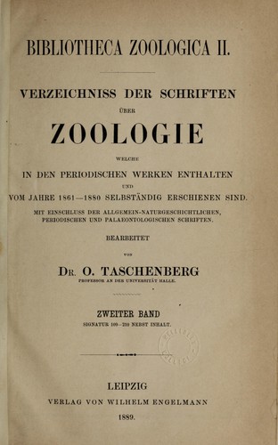 Cover for Bibliotheca zoologica II