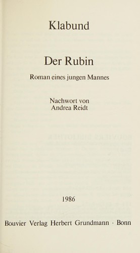 Cover for Der Rubin
