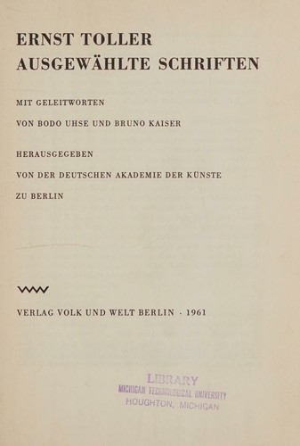 Cover for Ausgewahlte Schriften Mit Geleitworten Von Bodo Uhse und Bruno Kaiser