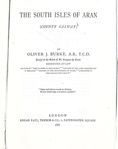 Cover for The south isles of Aran