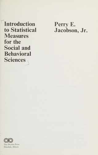 Cover for Introduction to statistical measures for the social and behavioral sciences