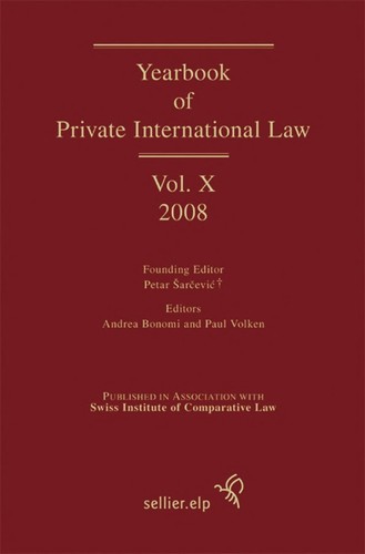 Cover for Yearbook of private international law