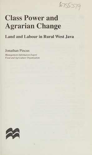 Cover for Class, power, and agrarian change