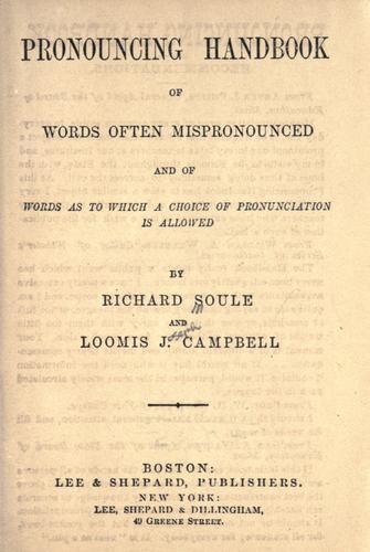 Cover for Pronouncing handbook of words often mispronounced and of words as to which a choice of pronunciation is allowed