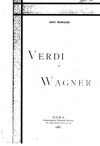 Cover for Verdi e Wagner.