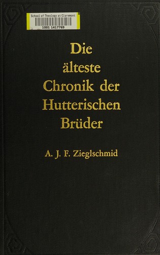 Cover for Die älteste Chronik der Hutterischen Brüder