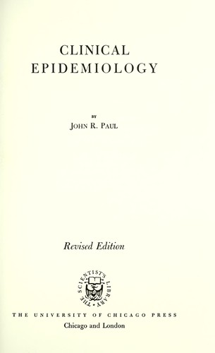 Cover for Clinical epidemiology