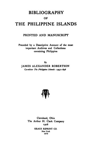 Cover for Bibliography of the Philippine Islands