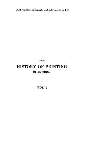 Cover for The history of printing in America
