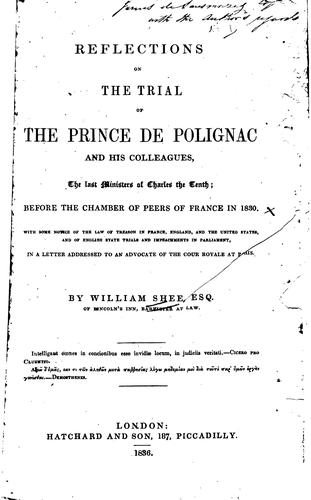 Cover for Reflections on the Trial of the Prince de Polignac and His Colleagues: The ...