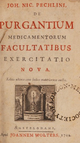 Cover for De purgantium medicamentorum facultatibus exercitatio nova