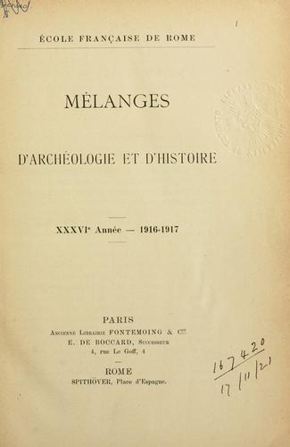 Cover for Mélanges d'archéologie et d'histoire.