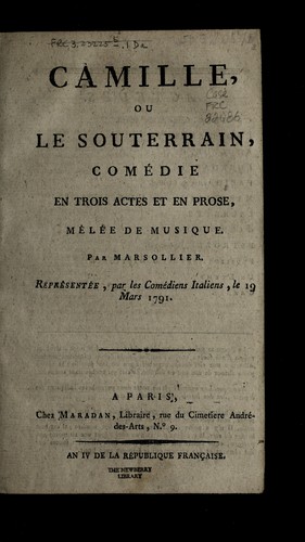 Cover for Camille, ou, Le souterrain
