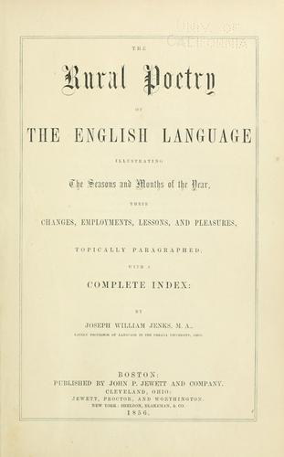 Cover for The rural poetry of the English language