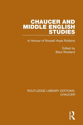 Cover for Chaucer and Middle English studies in honour of Rossell Hope Robbins
