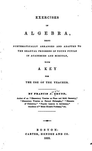 Cover for Exercises in algebra