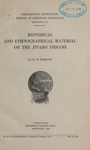 Cover for Historical and ethnographical material on the Jivaro Indians