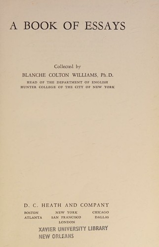 Cover for A book of essays