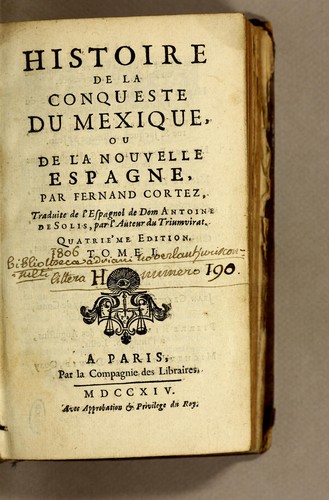 Cover for Histoire de la conqueste du Mexique, ou de la Nouvelle Espagne, par Fernand Cortez