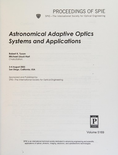 Cover for Astronomical adaptive optics systems and applications