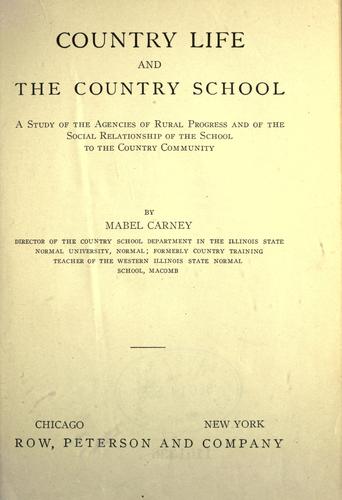 Cover for Country life and the country school
