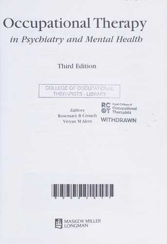 Cover for Occupational Therapy in Psychiatry and Mental Health