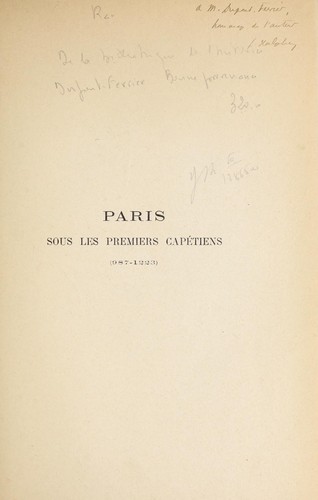 Cover for Paris sous les premiers Capétiens (987-1223)