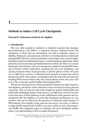 Cover for Cell cycle checkpoint control protocols