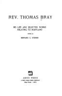 Cover for Reverend Thomas Bray