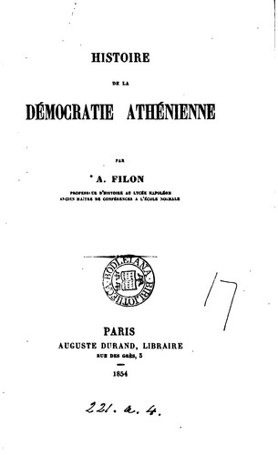 Cover for Histoire de la démocratie athénienne