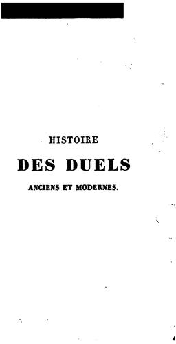 Cover for Histoires des duels anciens et modernes